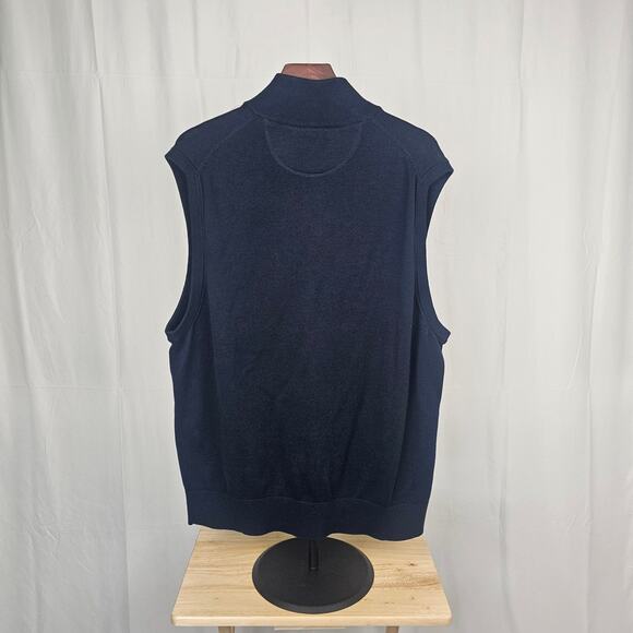 Cremieux NWOT Pima Cotton Zip Sweater Vest XL Navy Classic Layering Piece - Picture 3 of 3